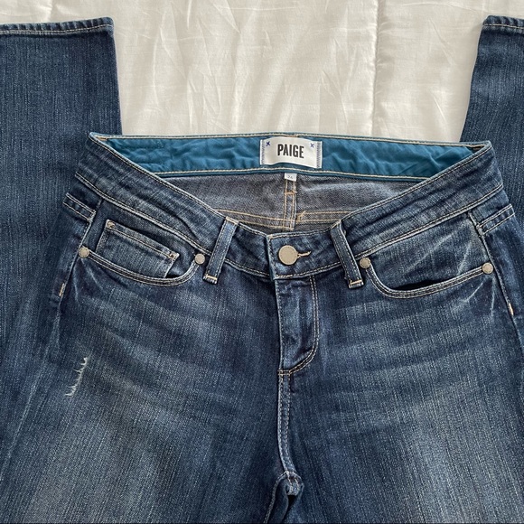 Paige Skyline Peg Denim Jeans Low Rise - Picture 4 of 10